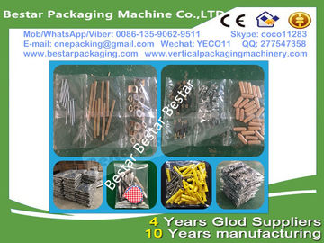 Plastic part counting and packing machine, plastic part pouch making machine, plastic part weighting and packing machine